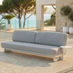 Outlet Divano da giardino in alluminio a Long Beach Bianco cenere e grigio chiaro Tavolini Da Giardino, Divani