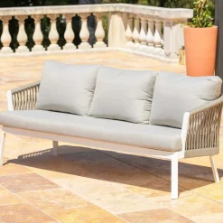 Hot Divano da giardino in alluminio Amalfi Bianco e tortora Tavolini Da Giardino, Divani