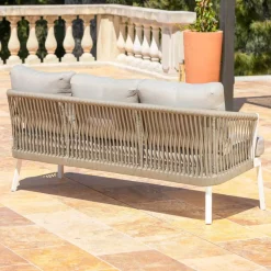 Hot Divano da giardino in alluminio Amalfi Bianco e tortora Tavolini Da Giardino, Divani