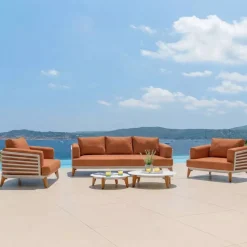 Sale Divano da giardino in alluminio 2 posti Monte Carlo Bianco e terracotta Tavolini Da Giardino, Divani