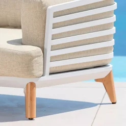 Sale Divano da giardino in alluminio 2 posti Monte Carlo Bianco e beige Tavolini Da Giardino, Divani