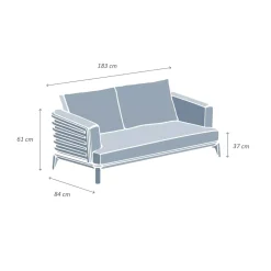 Clearance Divano da giardino in alluminio 2 posti Monte Carlo Grigio antracite e beige Tavolini Da Giardino, Divani