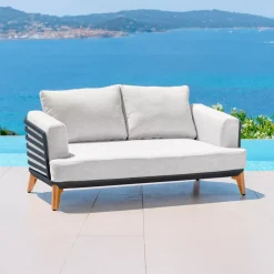 Online Divano da giardino in alluminio 2 posti Monte Carlo Grigio antracite e grigio chiaro Tavolini Da Giardino, Divani