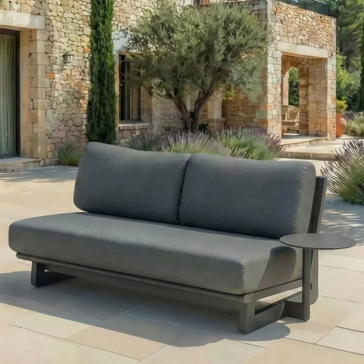 Online Divano da giardino in alluminio 2 posti Long Beach Grigio Tavolini Da Giardino, Divani