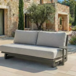 Sale Divano da giardino in alluminio 2 posti Long Beach Grigio antracite e tortora Tavolini Da Giardino, Divani