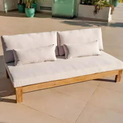 Online Divano da giardino in legno di acacia 3 posti Bornéo Tavolini Da Giardino, Divani