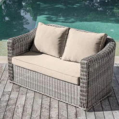 Best Divano da giardino in resina intrecciata 2 posti Calvi Grigio e tortora Tavolini Da Giardino, Divani