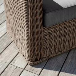 Clearance Divano da giardino in resina intrecciata Calvi Seppia e grigio scuro Tavolini Da Giardino, Divani
