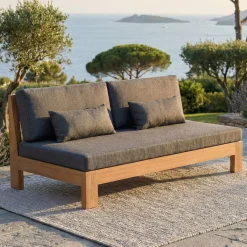 Sale Divano da giardino 3 posti Bornéo Grigio Tavolini Da Giardino, Divani