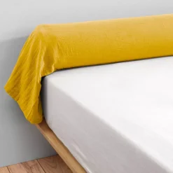 Sale Federa cuscino a rullo garza di cotone (L185 cm) Gaïa Gaillo zafferano Federe Cuscino Letto