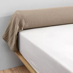 Clearance Federa cuscino a rullo garza di cotone (185 cm) Gaïa Marrone Federe Cuscino Letto