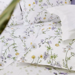 New Federa cuscino letto quadrato cotone (65 x 65 cm) Foliflora Bianca Federe Cuscino Letto