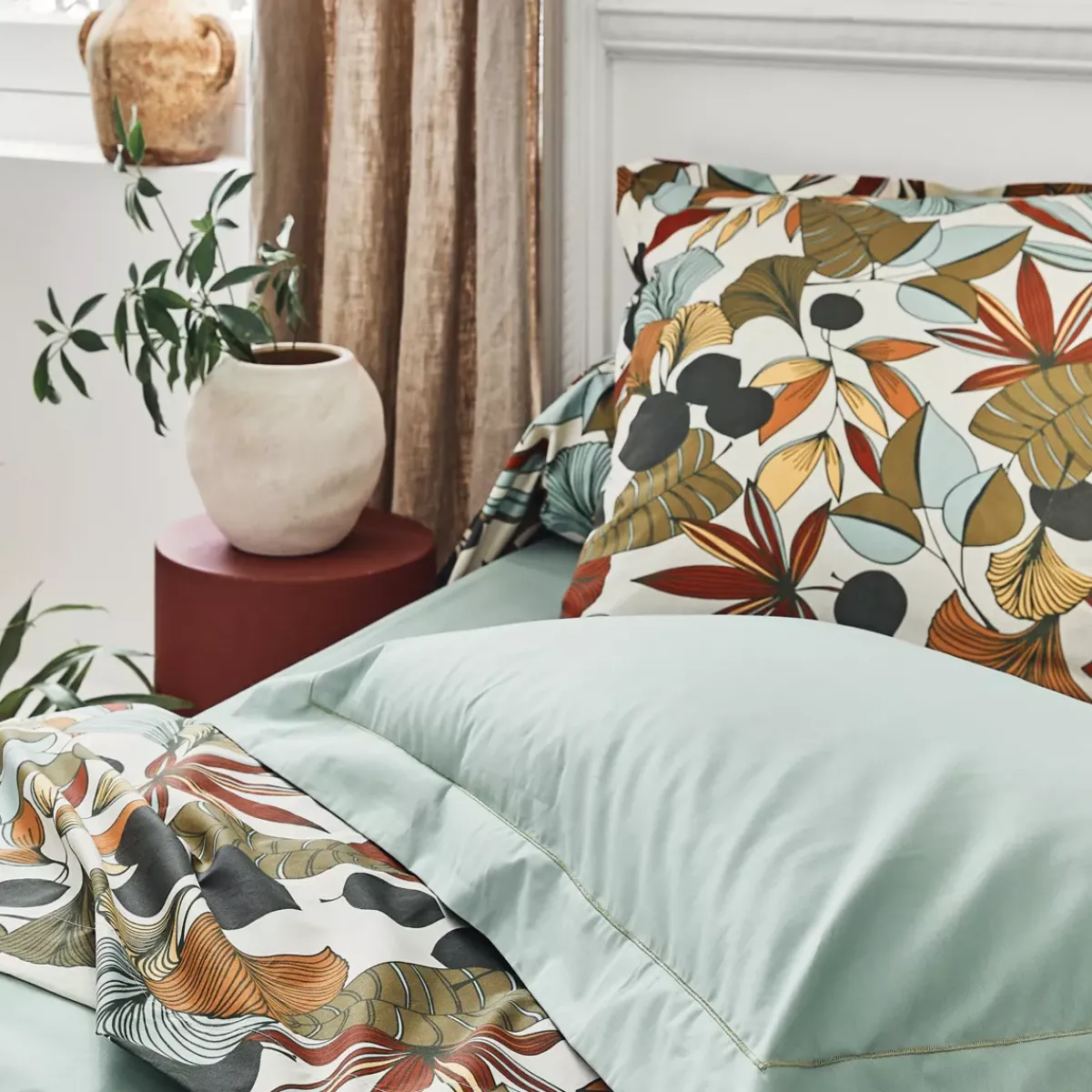 New Federa cuscino letto quadrata in percalle di cotone (65 x 65 cm) Cascade Federe Cuscino Letto
