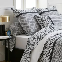 Discount Federa cuscino letto quadrata in percalle di cotone (65 x 65 cm) Riviera Grigia Federe Cuscino Letto