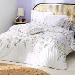 Outlet Federa cuscino letto rettangolare in cotone (50 x 70 cm) Foliflora Bianca Federe Cuscino Letto
