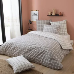 Best Federa cuscino letto rettangolare percalle di cotone (50 x 70 cm) Max Grigia Federe Cuscino Letto