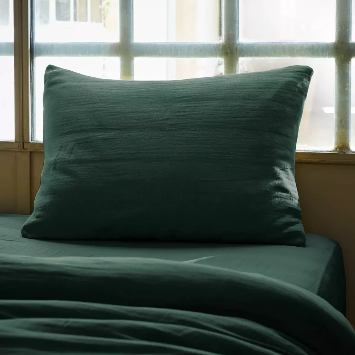 Clearance Federa cuscino rettangolare doppia garza di cotone (50 x 70 cm) Gaïa Federe Cuscino Letto