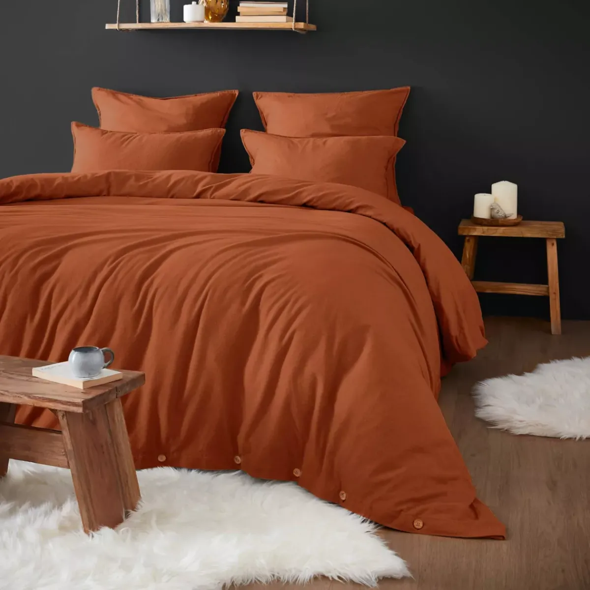 Federa per cuscino a rullo flanella di cotone (L185 cm) Nina Federe Cuscino Letto