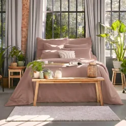 Federa per cuscino da letto quadrata in lyocell Tencel™ lavato (80 x 80 cm) Olivia blush Federe Cuscino Letto