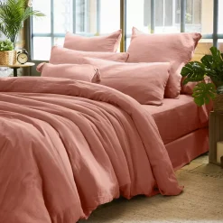 Best Federa per cuscino letto quadrata in garza di cotone (80 x 80 cm) Gaia Pesca Rosa Federe Cuscino Letto
