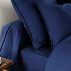 Clearance Federa per cuscino quadrata flanella di cotone (63 x 63 cm) Nina Blu navy Federe Cuscino Letto