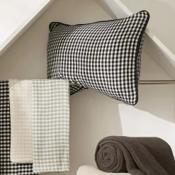 New Federa per cuscino quadrata in garza di cotone (60 x 60 cm) Gaïa vichy Beige Federe Cuscino Letto