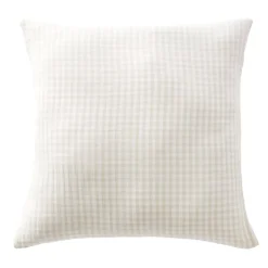 New Federa per cuscino quadrata in garza di cotone (60 x 60 cm) Gaïa vichy Beige Federe Cuscino Letto