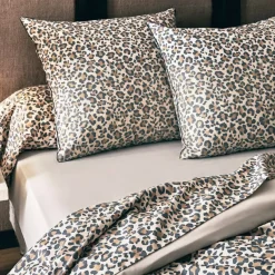 Discount Federa per cuscino quadrata in percalle di cotone (65 x 65 cm) Leopardo Federe Cuscino Letto