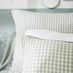 New Federa per cuscino quadrata in garza di cotone (60 x 60 cm) Gaïa vichy Verde eucalipto Federe Cuscino Letto