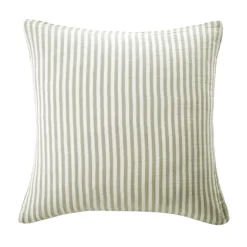 Outlet Federa per cuscino quadrata in garza di cotone (80 x 80 cm) Gaïa a righe Verde eucalipto Federe Cuscino Letto