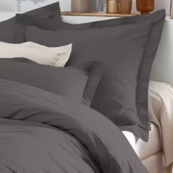 Sale Federa per cuscino quadrata in percalle di cotone (80 x 80 cm) Cali Grigio Federe Cuscino Letto
