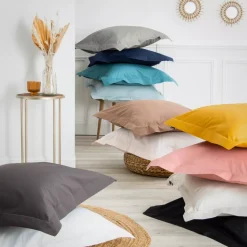 Sale Federa per cuscino quadrata in percalle di cotone (80 x 80 cm) Cali Grigio Federe Cuscino Letto