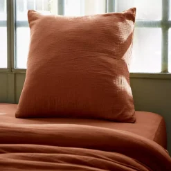 New Federa per cuscino quadrato garza di cotone (80 x 80 cm) Gaïa Federe Cuscino Letto