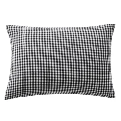 Federa per cuscino rettangolare in garza di cotone (50 x 70 cm) Gaïa vichy Nera Federe Cuscino Letto