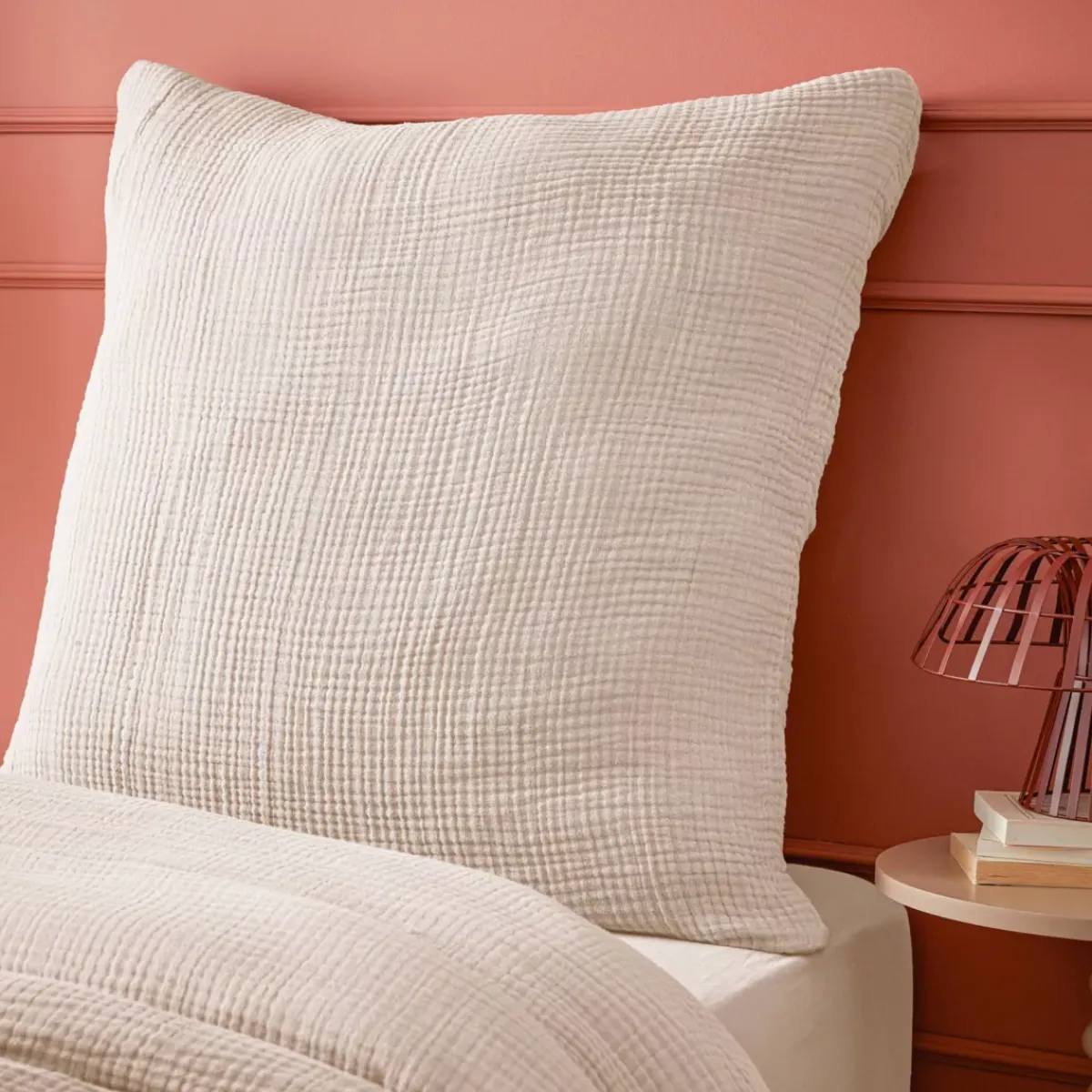 Federa per quadrupla garza di cotone (80 x 80 cm) Victoria x Gaïa pampa Federe Cuscino Letto