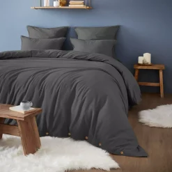 Online Federa quadrata flanella di cotone (63 x 63 cm) Théa Grigio Federe Cuscino Letto