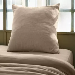 Discount Federa quadrata garza di cotone (80 x 80 cm) Gaïa Marrone Federe Cuscino Letto