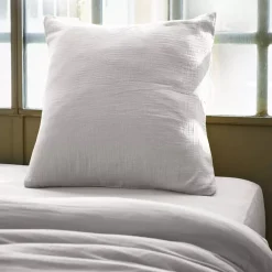 Outlet Federa quadrata garza di cotone (60 x 60 cm) Gaïa Grigio nuvola Federe Cuscino Letto