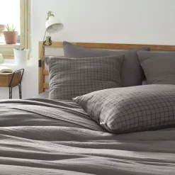 Discount Federa quadrata garza di cotone (60 x 60 cm) Gaïa Mix Grigio granito Federe Cuscino Letto