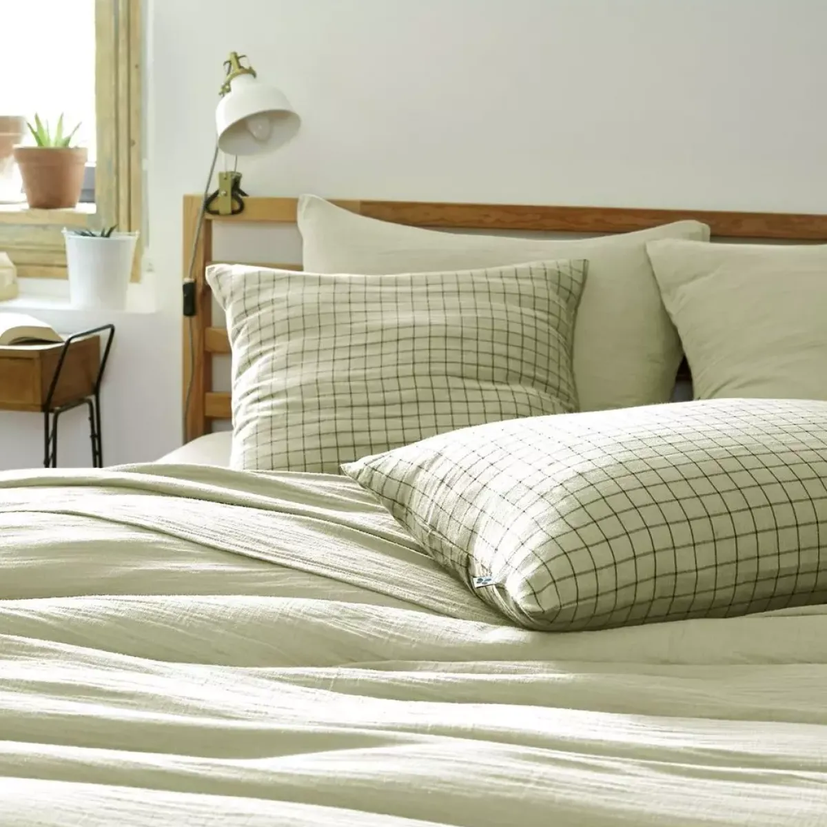 Discount Federa quadrata garza di cotone (60 x 60 cm) Gaïa Mix Federe Cuscino Letto