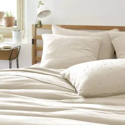 Sale Federa quadrata garza di cotone (60 cm) Gaïa Chic pampa Federe Cuscino Letto