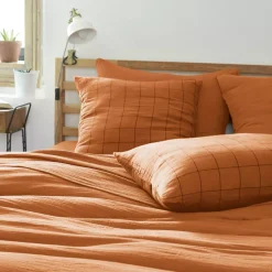 New Federa quadrata garza di cotone (60 x 60 cm) Gaïa Match Federe Cuscino Letto