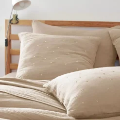 Sale Federa quadrata garza di cotone (60 x 60 cm) Gaïa Chic Federe Cuscino Letto