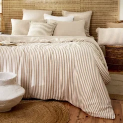 Best Federa Quadrata in doppia garza di cotone (60 x 60 cm) Gaïa a righe Corda Federe Cuscino Letto