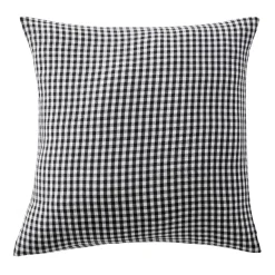 New Federa Quadrata in garza di cotone (80 x 80 cm) Gaïa Vichy Nero Federe Cuscino Letto