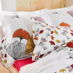 New Federa quadrata percalle di cotone Ginkgo Federe Cuscino Letto