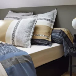Sale Federa quadrata percalle di cotone Marlow Beige Federe Cuscino Letto