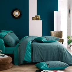 Discount Federa rettagolare percalle di cotone Gustav smeraldo Federe Cuscino Letto