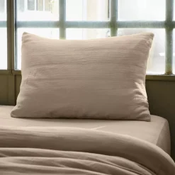Federa rettangolare garza di cotone (50 x 70 cm) Gaïa Marrone Federe Cuscino Letto