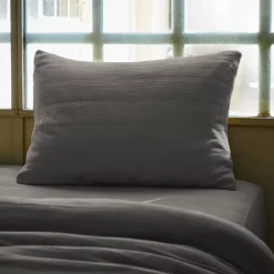 Sale Federa rettangolare garza di cotone (L70 cm) Gaïa Grigio granito Federe Cuscino Letto
